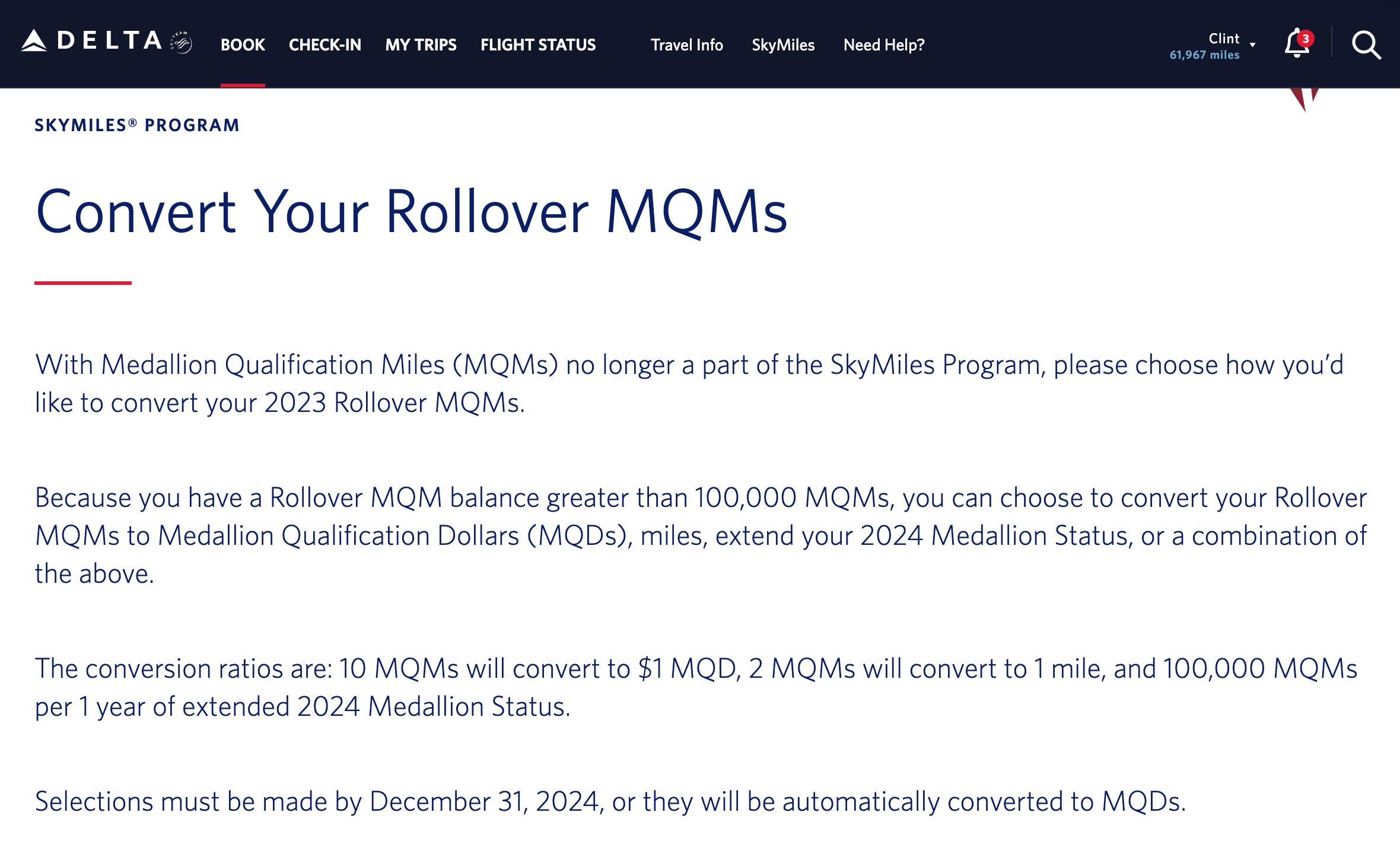 Delta MQM rollover conversion choices now live Here's how to do it